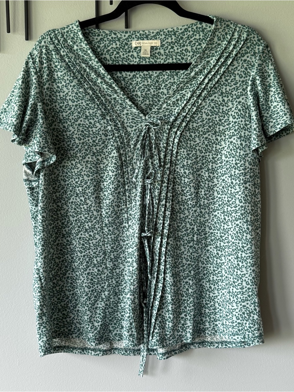 Cato Teal Leopard Print Blouse XL